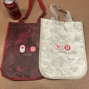 Lululemon Canada 🇨🇦 Olympic logo Red and Cream Tote Bags (2 bags)